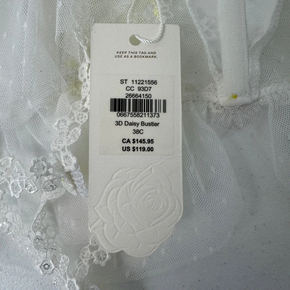 NWT For Love & Lemons White Daisy Bustier Women 38C Bridal Floral Lingerie Fairy